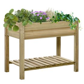 Outsunny 36" x 20" x 30" Raised Garden Bed, Elevated Wood Planter Box with Legs and Storage Shelf for Backyard, Patio, Balcony to Grow Vegetables Outsunny 36" x 20" x 30" Raised Garden Bed, Elevated Wood Planter Box with Legs and Storage Shelf for Backyard, Patio, Balcony to Grow Vegetables